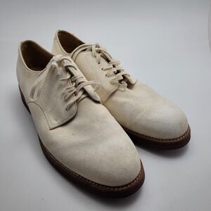 Polo Ralph Lauren Mens White Suede Buck Derby Shoes Cream Brick Sole 12 D
